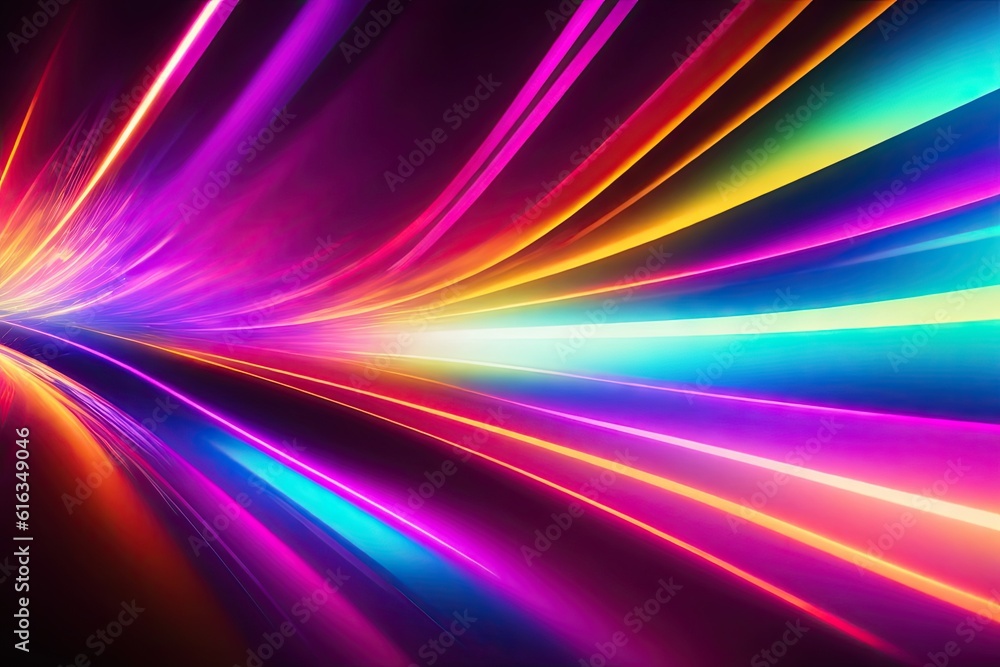 Aufkleber abstract colorfull design background of light with stripes of colourful rays moving, ai generative