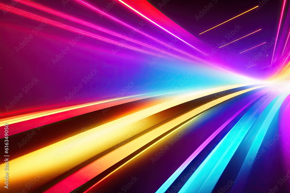 Poster abstract colorfull design background of light with stripes of colourful rays moving, ai generative