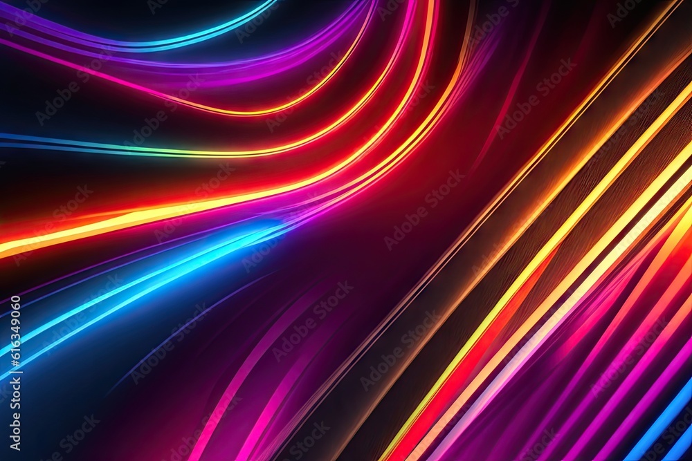 Aufkleber abstract colorfull design background of light with stripes of colourful rays moving, ai generative