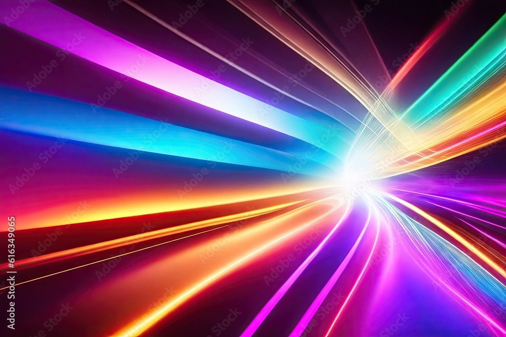 Aufkleber abstract colorfull design background of light with stripes of colourful rays moving, ai generative