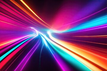 abstract colorfull design background of light with stripes of colourful rays moving, ai generative