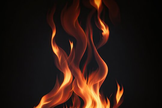 A burning flame On a black background, ai generative