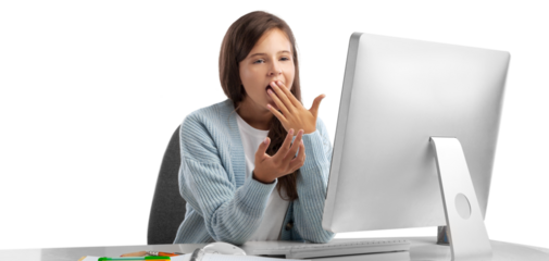 Young girl student learning on computer