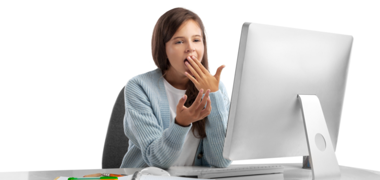 Young girl student learning on computer - Powered by Adobe