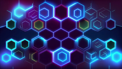 Obraz na płótnie Canvas Abstract background hexagon pattern with glowing lights