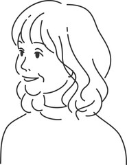 背景が透過した線画の高齢の女性5