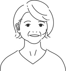 背景が透過した線画の高齢の女性3