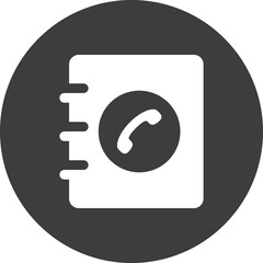 Telephone directory  icon in black circle.