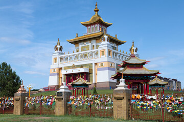 Buddhist temple "Golden Abode of Buddha Shakyamuni" on a sunny June day, Elista