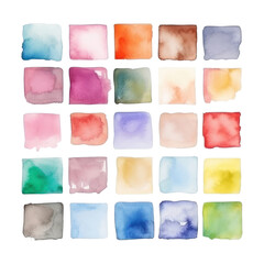 set watercolor isolated on transparent background cutout