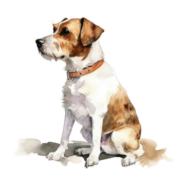 jack russell terrier watercolor isolated on transparent background cutout