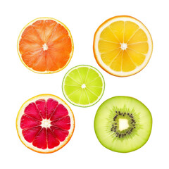 Fototapeta premium set of fruits isolated on transparent background cutout