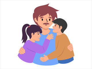 Dad with Son and Daughter or avatar icon illustration
