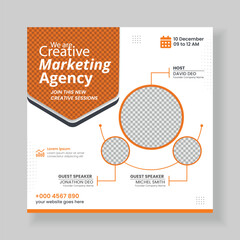 Creative business poster design template featuring connected labels