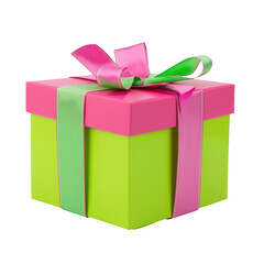 gift box with ribbon isolated on transparent background cutout