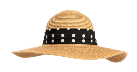 Womens straw hat isolated on transparent background