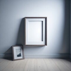 Empty Wooden Photo Frame, Poster or Picture Mockup, Modern art display, elegant interior