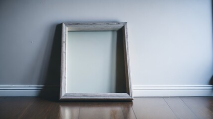 Fototapeta premium Empty Wooden Photo Frame, Poster or Picture Mockup, Modern art display, elegant interior