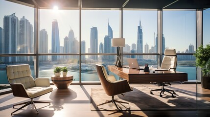 Ein beeindruckendes Büro in Dubai: Vereint Luxus und Komfort mit atemberaubendem Blick auf die Skyline