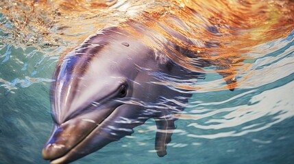 A closeup of a dolphin's skin in water