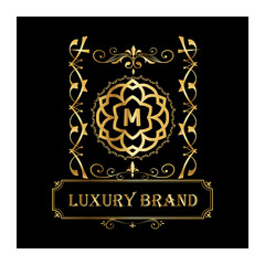 Luxury vintage crest logo. Calligraphic royal emblems and elements elegant decor. Vector crest monogram ornament for letter. Luxury logo template design vector illustration. Royal monogram crest brand