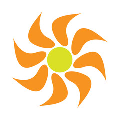 orange green 8 petal flower design vector illustration eps 