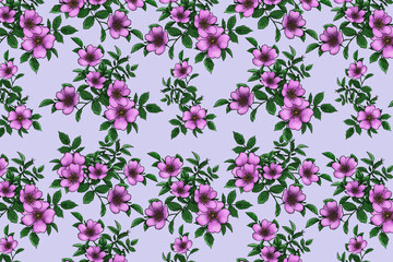 Print with pink flowers in soft colors