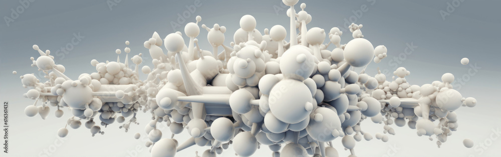 Aufkleber abstract 3d rendering of chaotic white spheres. futuristic background. generative ai