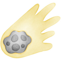 Single gray yellow meteorite illustration © joejoestock