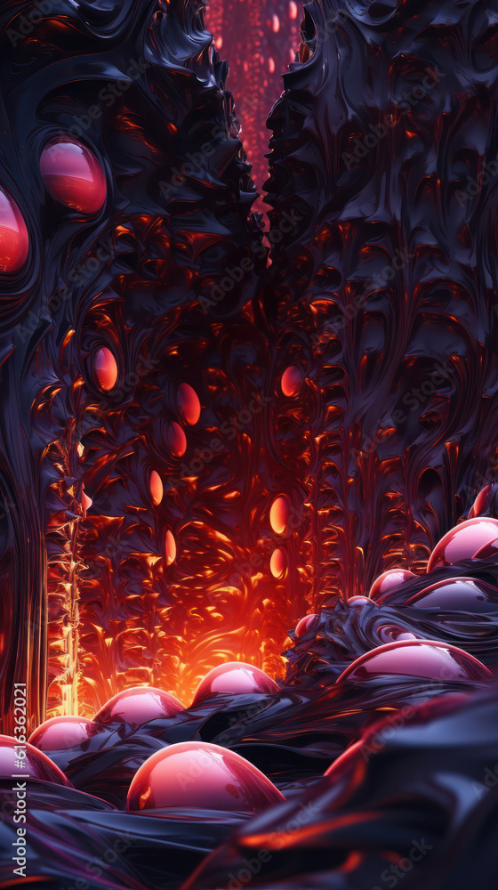 Poster 3d rendering of abstract geometric composition,digital art works.. generative ai