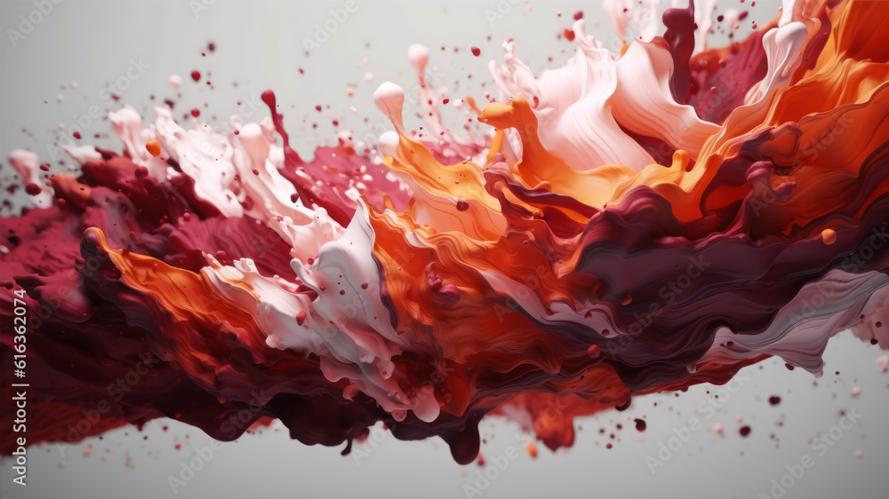 Poster abstract paint splashes background. 3d rendering, 3d illustration. generative ai