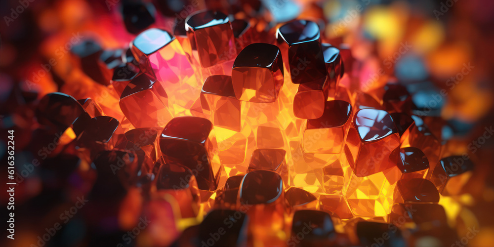 Poster abstract background with crystals generative ai
