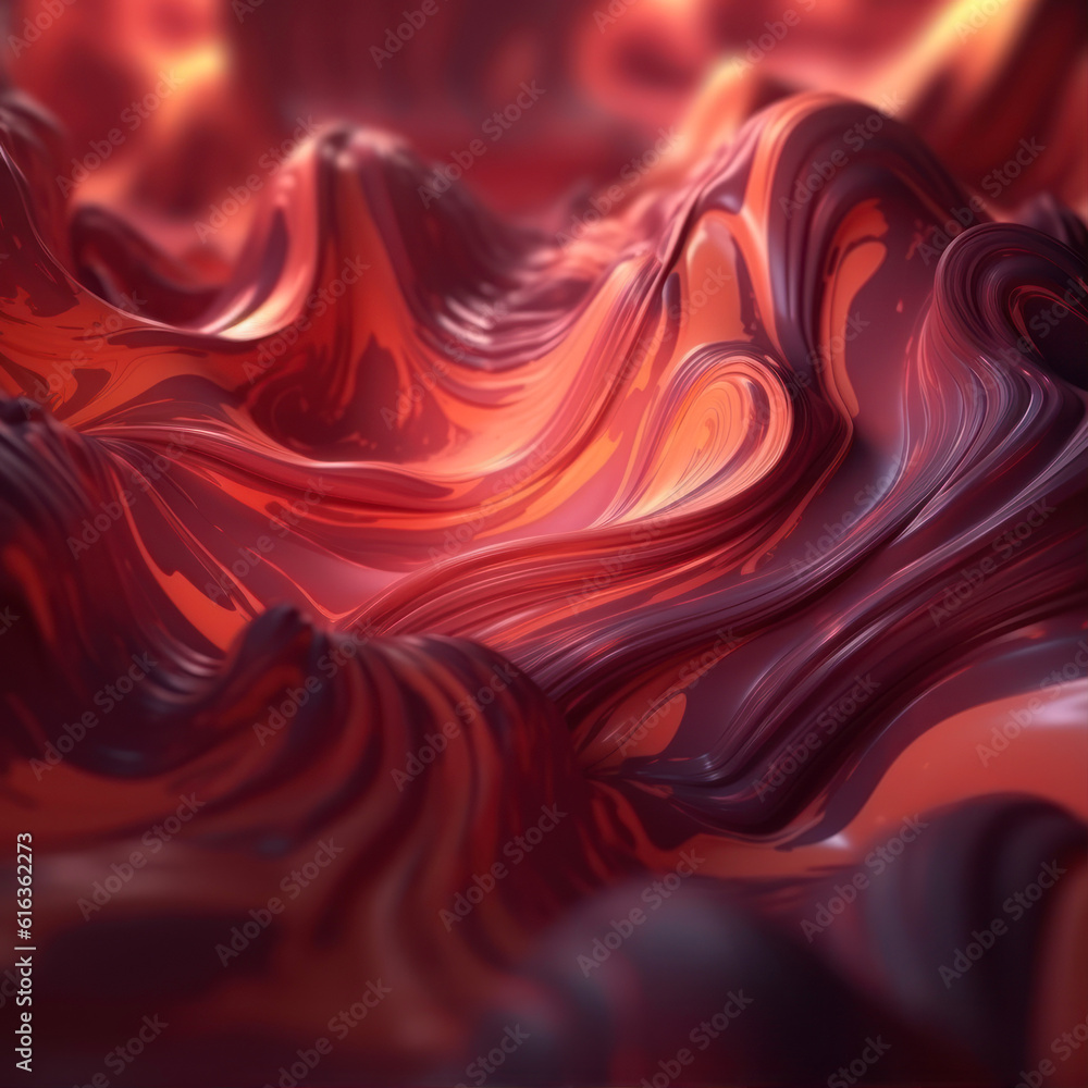 Poster abstract background of red and black liquid. 3d rendering, 3d illustration. generative ai
