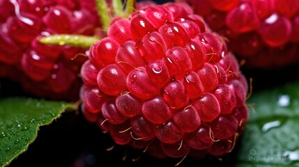 Closeup of a ripe raspberry showing its texture