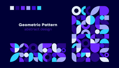 Abstract geometric pattern. Simple circle square shapes, modern swiss banner brand identity package design. Vector background