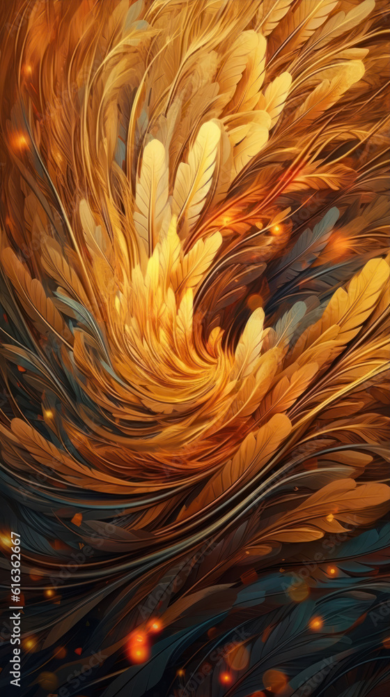 Poster 3d illustration of abstract fractal for creative design looks like feathers generative ai