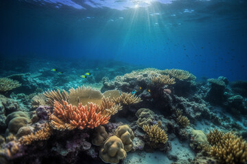 Beautiful coral reef underwater generative AI