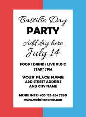 France Bastille day celebration poster flyer social media post design
