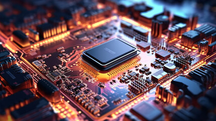 Fototapeta na wymiar the most advanced computer chip on a elaborate prin