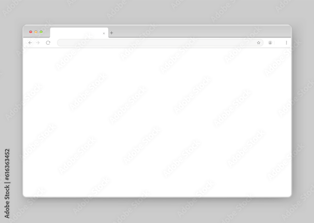Fototapete The design of the web browser window in white on a gray background. An empty layout of the website's computer screen with a search bar and buttons. Vector EPS 10.