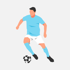 soccer athlete dribbling the ball. concept of sport, football, activity. suitable for print, poster, sticker. flat vector graphics.