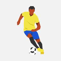 Fototapeta na wymiar soccer athlete dribbling the ball. concept of sport, football, activity. suitable for print, poster, sticker. flat vector graphics.
