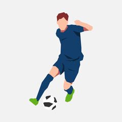 soccer athlete dribbling the ball. concept of sport, football, activity. suitable for print, poster, sticker. flat vector graphics.