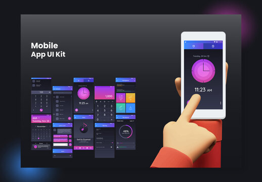 Multi-Screen Mobile App Mockup for Smartphone. Smartphone Application and Responsive Websites.