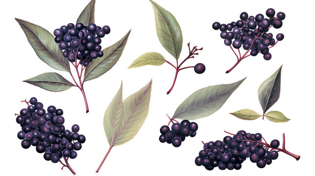 Holunderbeere, elderberry in Watercolor with Generative AI
