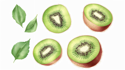 Fototapeta premium kiwi in Watercolor with Generative AI 