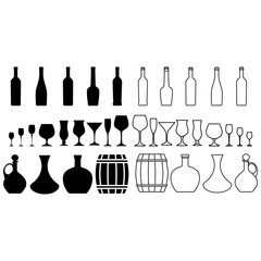 Wine glass cup icon vector set. Red wine illustration sign collection. pour drink beverage silhouette, glass cup.
