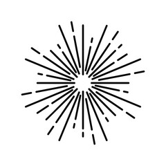 Obraz premium Vintage Sunburst icon vector. Explosion Hand drawn illustration sign. Elements Fireworks. Black Rays.