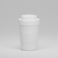 3d render white blank label takeaway coffee cup mockup