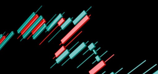 business candle stick chart, stock market, uptrend, börse, 3d rendering, aufstiegs- und falldiagramm für finanzinvestitionen, börsenkurs, absatzmarkt, wertpapier, bitcoin, close-up, black background  